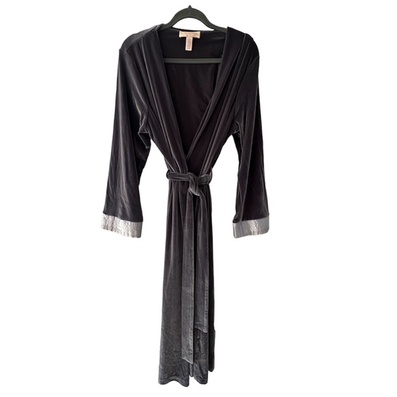 Vintage Oscar De La Renta Pink Label Velvet Gray Robe L/XL